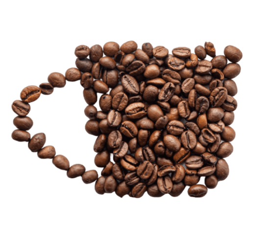 stylised cup coffee out coffee beans flat lay 1 prev ui