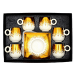 طقم فناجين قهوة فاخر مع صحون مربعة