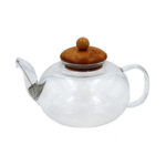 1 liters tekanna av glas med lock av trä