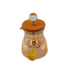 ⁦دلة قهوة زجاجية فاخرة بمقبض ذهبي وغطاء خشبي مع كريستال⁩ - الصورة ⁦2⁩