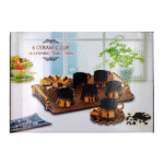 Set med kaffekoppar i keramik med bricka