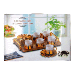 Set med kaffekoppar och brickor - vit färg med koppar