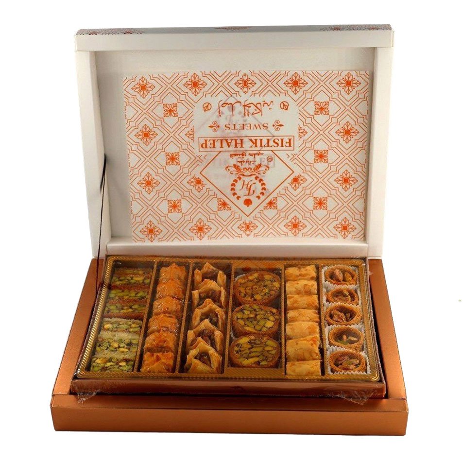 Baklava-Meshkel-Pistachio-Cashew-500g-Aleppo Pistachio بقلاوة مشكلة بالفستق والكاجو من فستق حلب – 500غ - Image 1