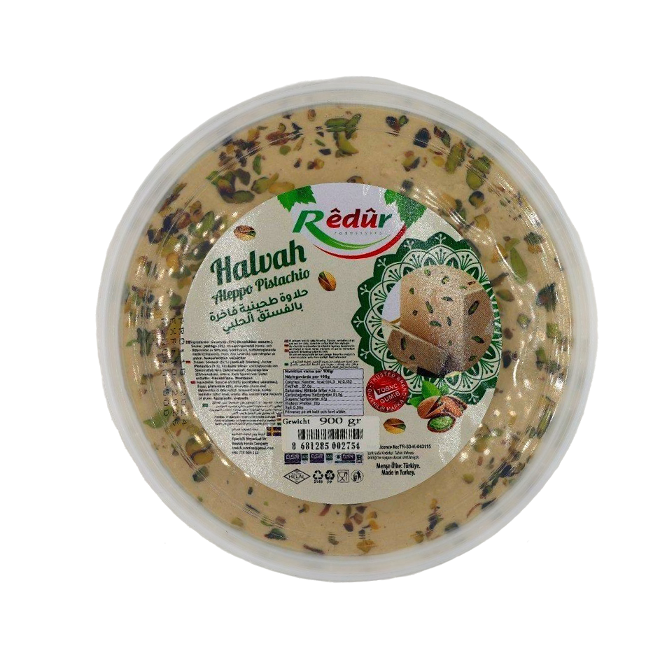 حلاوة-طحينية-فاخرة-بالفستق-الحلبي-باوزان-متعددة حلاوة طحينية بالفستق الحلبي اوزان مختلفة – ماركة Redur - Image 1