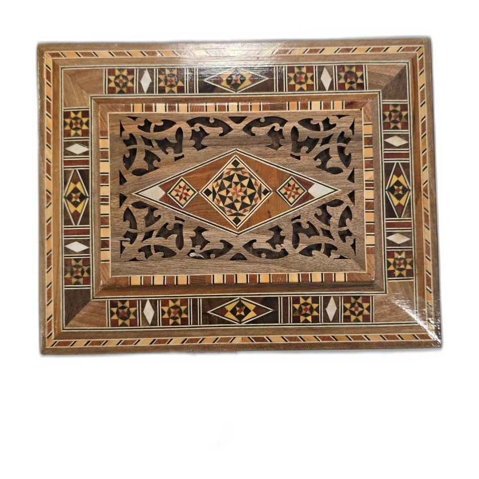 mosaic-box-classic-1 صندوق موزاييك خشبي مستطيل مطعم يدويا