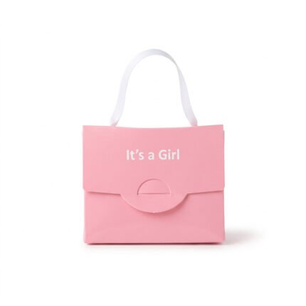 علبة توزيعات ولادة على شكل حقيبة – It's a Girl من متجر سنابل